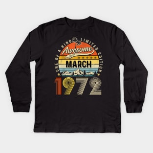 Awesome Since March 1972 Vintage 51st Birthday Kids Long Sleeve T-Shirt